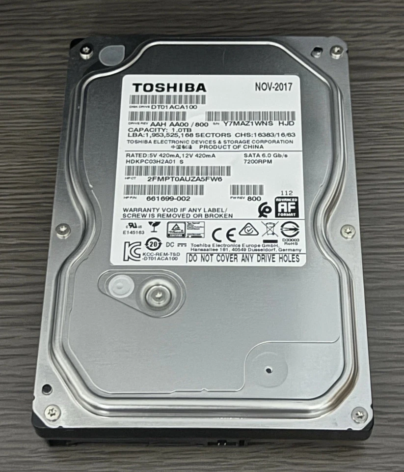 Toshiba DT01ACA100 1TB 3.5" SATA 7200 RPM HDD – Tested 100% Health, Data Wiped - Image 2 of 2