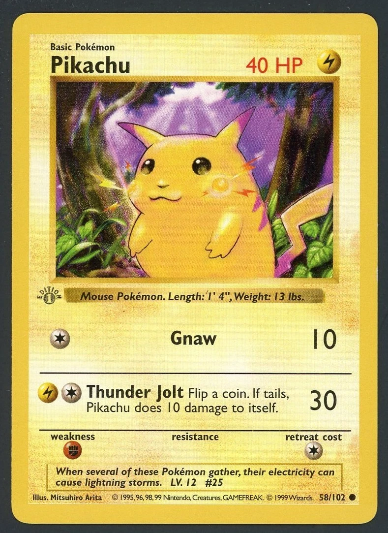 Pikachu Pokémon TCG 1st Edition Individual Trading Card Games for