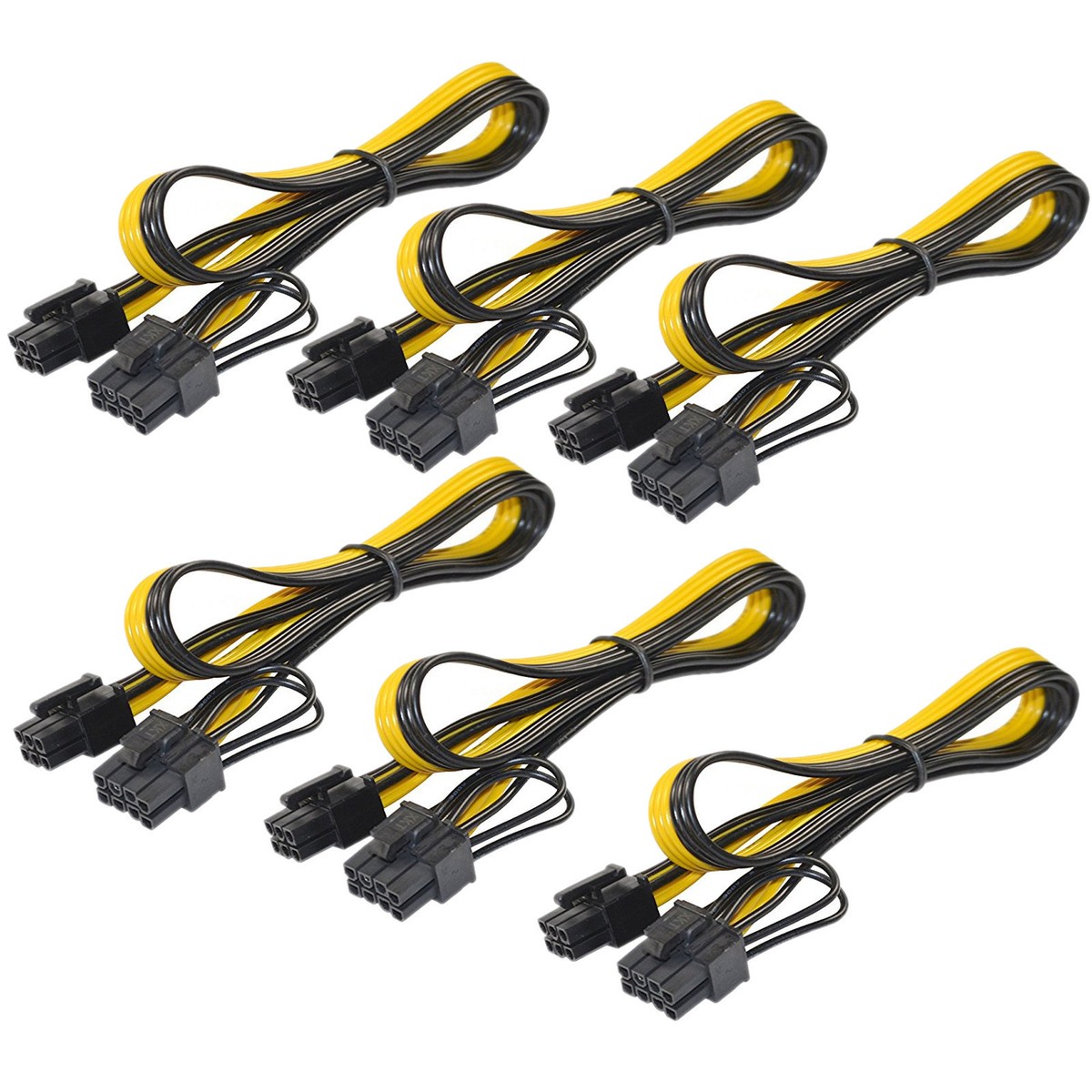 6-Pack 6-pin to 8-pin Power Cable for GPU Video Card, Bitcoin Mining PCIE  PCI-E