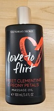 1 Victoria's Secret LOVE TO FLIRT Clementine Peony Body Massage Oil 3.4 oz Glass