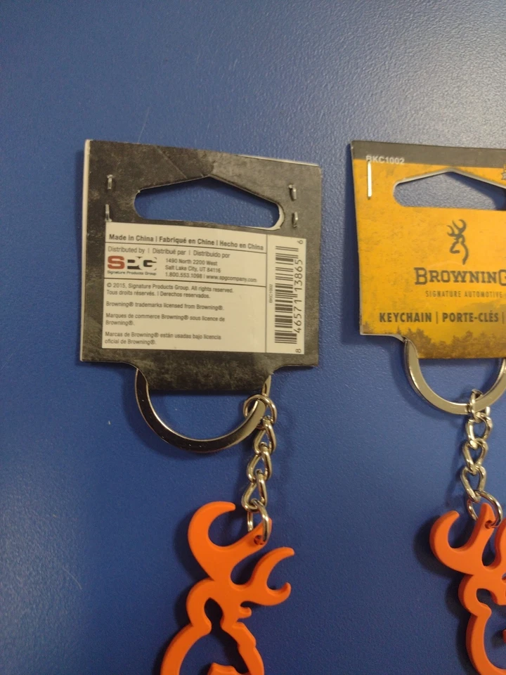 2 Llaveros Browning Naranja Ciervo Buckmark Logo Caza Aire Libre Camping Foto 2 de 4
