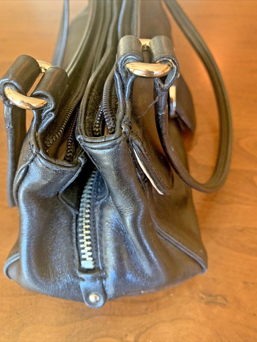 Cole Haan Vintage Black Leather Satchel Bag Purse, Double Cole Haan Vintage Black Leather Satchel Bag Purse, Double