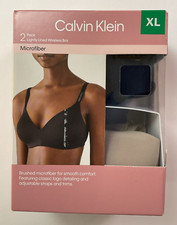 Calvin Klein 2-Pack Lightly Lined Wireless Bra Brushed Microfiber, Multicolor XL
