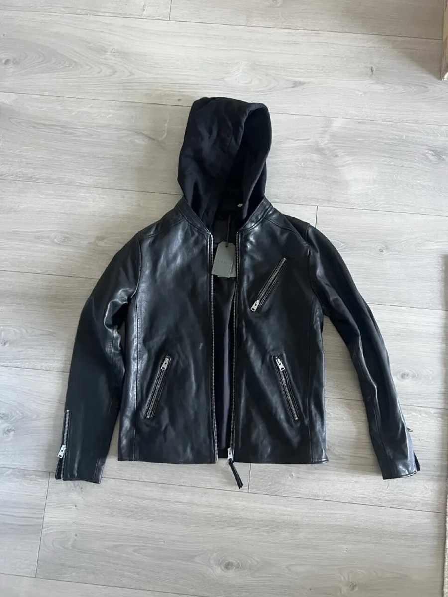 ジャケット・アウター ALLSAINTS HARWOOD LEATHER BIKER JACKET Allsaints Harwood Biker Leather Jacket Black Size XL | eBay