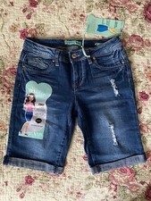 YMI Kids Girls Medium Wash Denim WannaBettaFit Cuffed Bermuda size 12 NEW