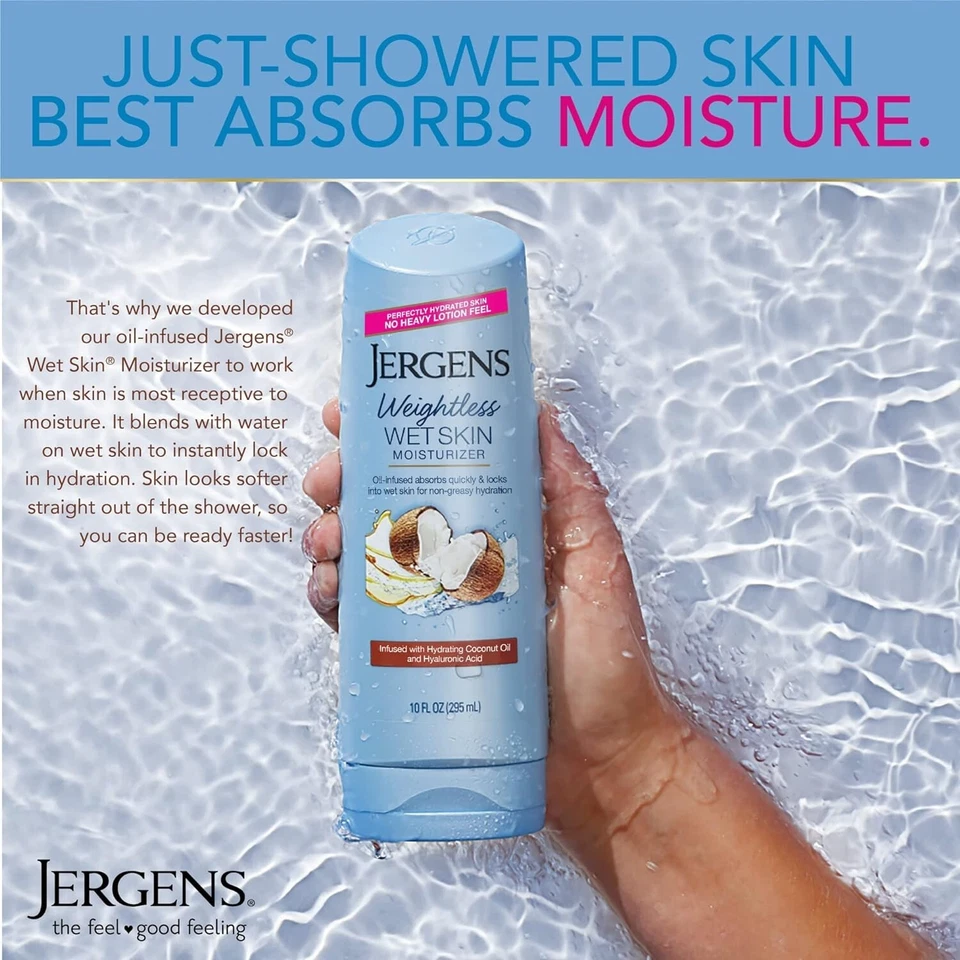 Jergens Wet Skin Moisturizer Infused with Hydrating Coconut Oil, 10 oz X3 PACK - Image 4 of 4