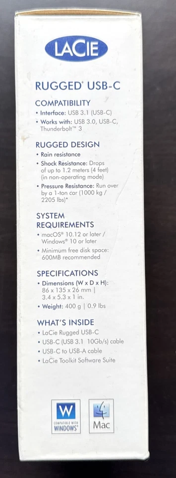 LaCie Rugged USB-C 5TB Externe Festplatte - Orange (STFR5000800) - Bild 3 von 4