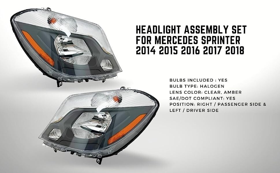For Mercedes Sprinter 2014 2015 2016 2017 2018 Headlight with Bulbs