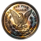 1 oz 999 Fine Silver Round - Morgan Dollar - Trade Unit - Rainbow Toning - F2751