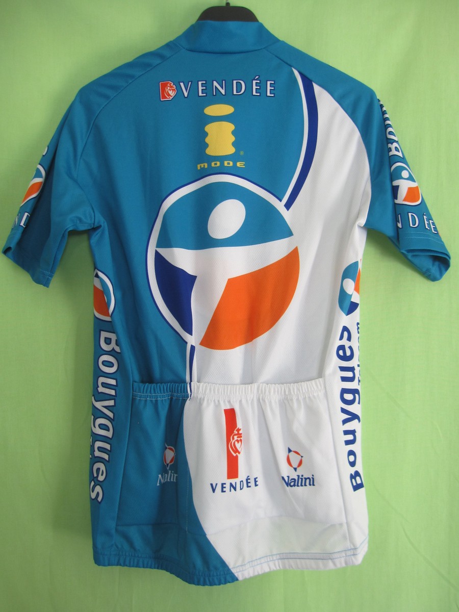 Maillot cycliste Bouygues Telecom avec autographes de coureurs cyclisme