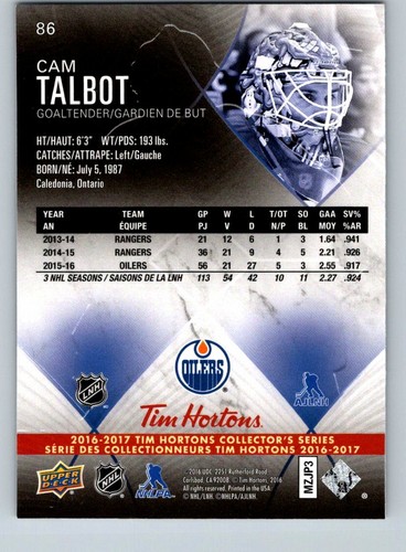 Cartes de base de hockey Tim Hortons 2016-17 Upper Deck LNH - à choisir dans la liste - Photo 152 sur 180