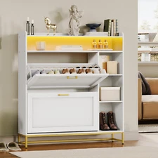 HOOBRO Shoe Cabinet Storage Shoe Organizer Cabinet 43.3"L x 9.8"W x 46.1"H