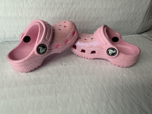CROCS GLITTER Sandals Shoes BABY TODDLER GIRLS SZ C 4 Pink VERY NICE CROCS