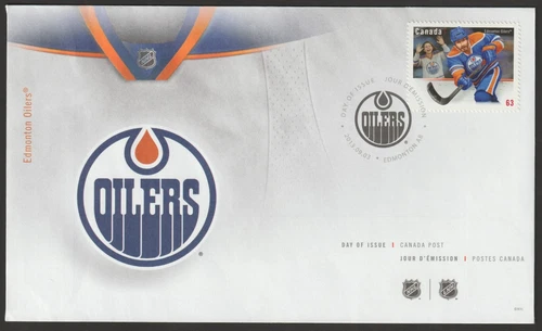 Canada #2672, NHL Team Jerseys, Edmonton Oilers, First Day Cover, FDC 2013