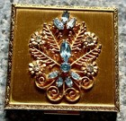 Vintage Elgin American Gold Tone Square Compact Mirror w/Pouch & Box. 1950’s Exc — photo 2