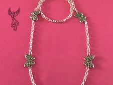 Antique Silver Plated Detailed Butteryfly Face Mask/Glasses Chain Lanyard