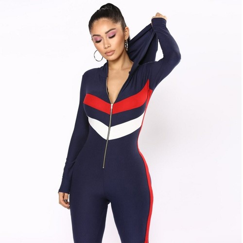Cerniera con Cappuccio Tutina Tuta Donna Workout Palestra Vestiti Manica  Lunga | eBay