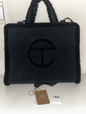 Ugg X Telfar Medium Shopper - Black Shearling Sheepskin Suede