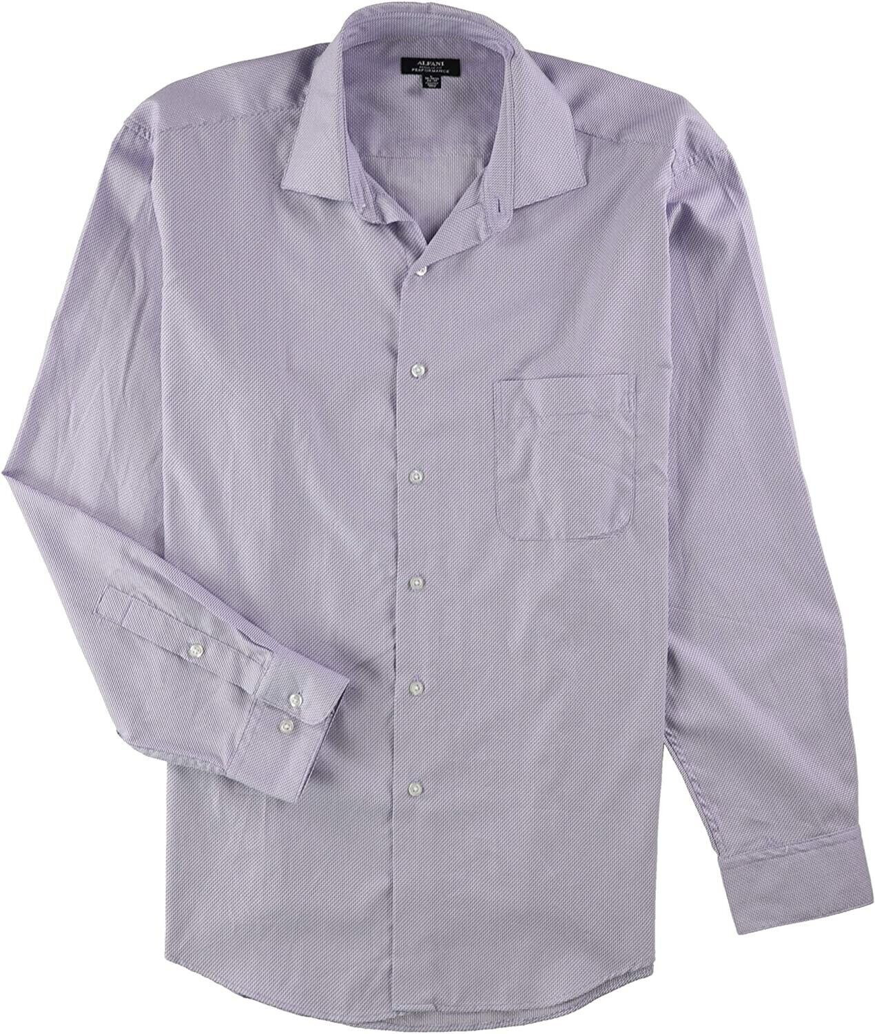 Мужская саржевая рубашка Alfani с фактурной отделкой на пуговицах Фиолетовый Вырез горловины 15-155 3435 4990₽