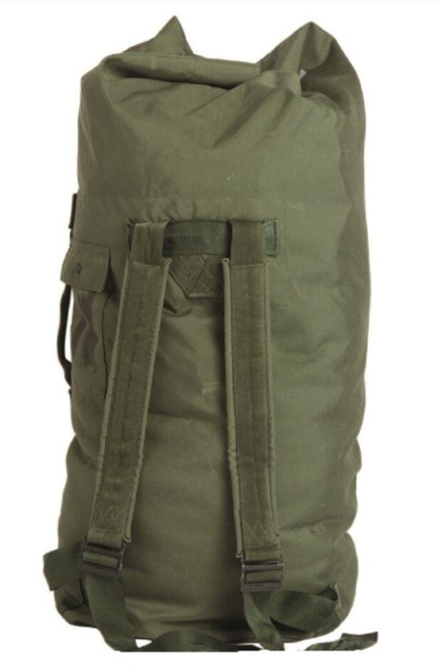 Military Duffle Bag, OD Green Nylon Sea Bag Carry Straps Army 846501