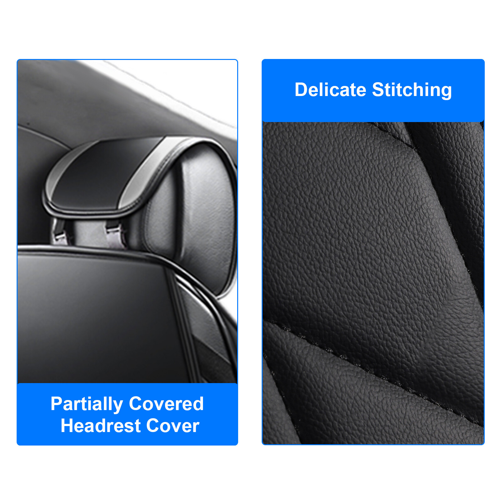 Grey PU Leather Front Car Seat Covers Fit For Hyundai i20 i30 Ioniq