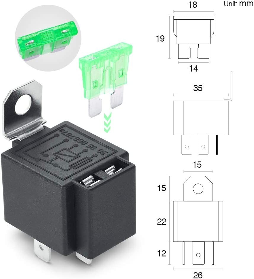 Rel&eacute; Automotriz, 5 Unidades, 12 V Dc, 30 A, 4 Pines, 4 Cable | Cuotas