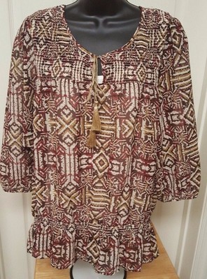 Gloria Vanderbilt Womens Shirt Top Blouse Size XL X Large Multicolor NEW