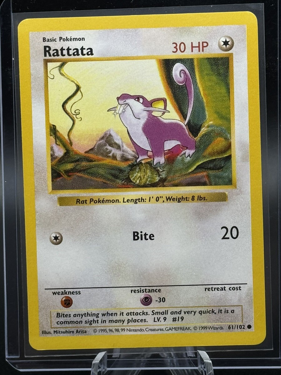 Pokemon TCG Base Set Shadowless Rattata Raticate Team Rocket 1st
