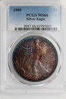 Toned 1999 American Silver Eagle PCGS MS 66