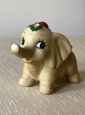 Vintage Elephant Figurine Taiwan Trunk Up Mid-Century Anamorphic Ceramic Circus