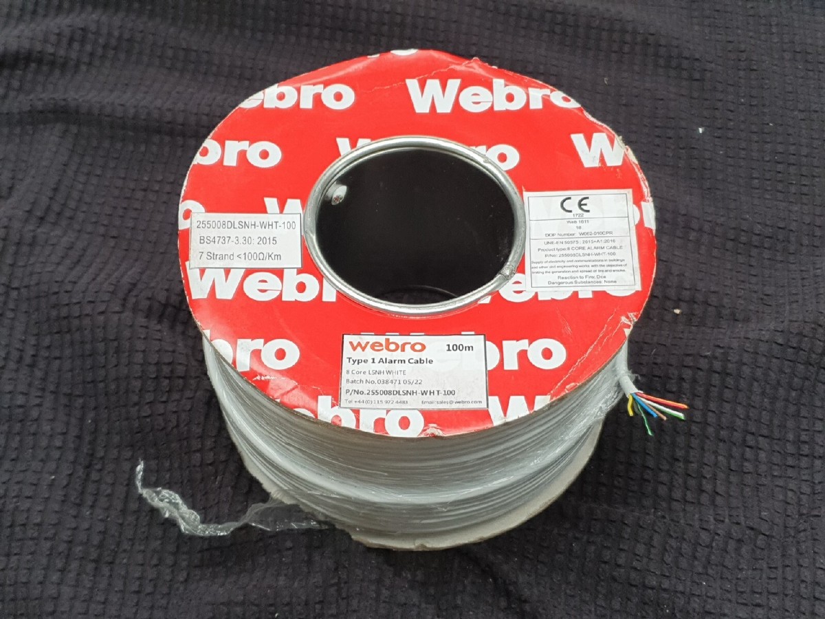 100m Webro LSNH 8 Core Burglar Intruder Security Alarm Cable