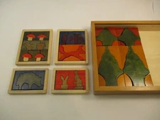 Vintage Handmade Painted Cut Wood Jigsaw Puzzles Children's Toy Forest Animals