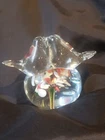 Vintage Murano Millefiori Flower Italian Art Glass Paperweight Love Birds multi