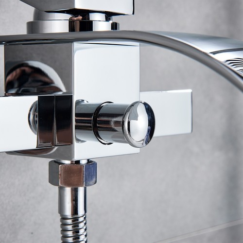 Chrom Badewannenarmatur Handbrause Wasserfall Badewanne Duschset Mischbatterie - Bild 11 von 12