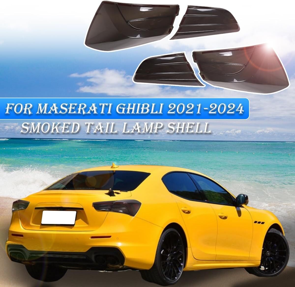 Blackout Car Taillight Cover For Maserati Ghibli 2021-2024 Rear Lampshade Shell