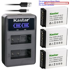 Kastar Battery LCD Dual USB Charger for Canon LP-E17   Canon Rebel T7i T6s T6i