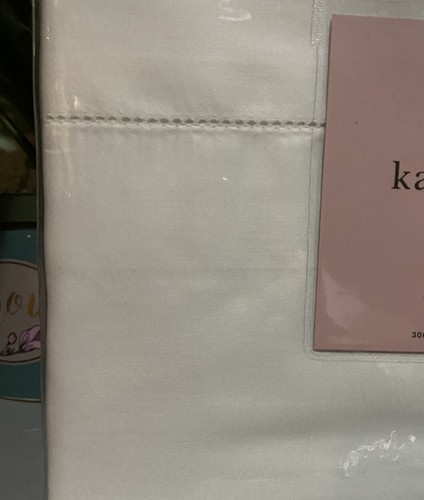 Kate Spade QUEEN Bright White WESTON 300 Thread Count 100% Cotton Sheet Set - Picture 3 of 8