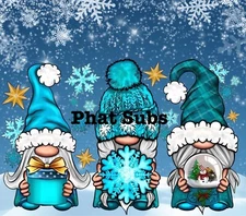 20oz Sublimation Tumbler Wrap Blue Christmas Gnomes Ready To Press Heat Transfer
