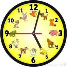 #336 Wanduhr -> 12 Tiere <- Kinder Uhr versch. Farben!!
