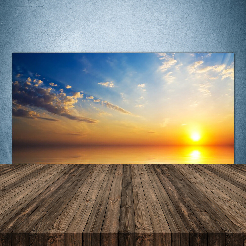 Crédence de cuisine en verre 140x70 cm motif de paysage de lever du soleil sur la mer