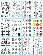 12 sheets tattoos fake mini small heart cross temporary tattoo