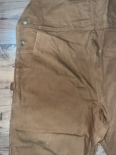 1 Pair Of Carhartt Mens Relaxed Fit Duck Bib Overalls R01-M, 46 X 32 Brown NWOT - Picture 6 of 14