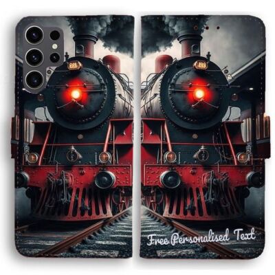 Personalised Text Wallet For Samsung Galaxy Cover Series Steam Train Locomotive