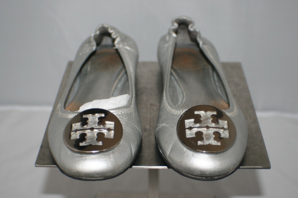 Tory Burch Metallic Silver Leather Raleigh Flats Sz 7 M Tory Burch Women main image 4
