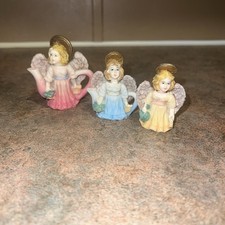 Vintage Set Of 3 Resin Miniature Angel Tea Set