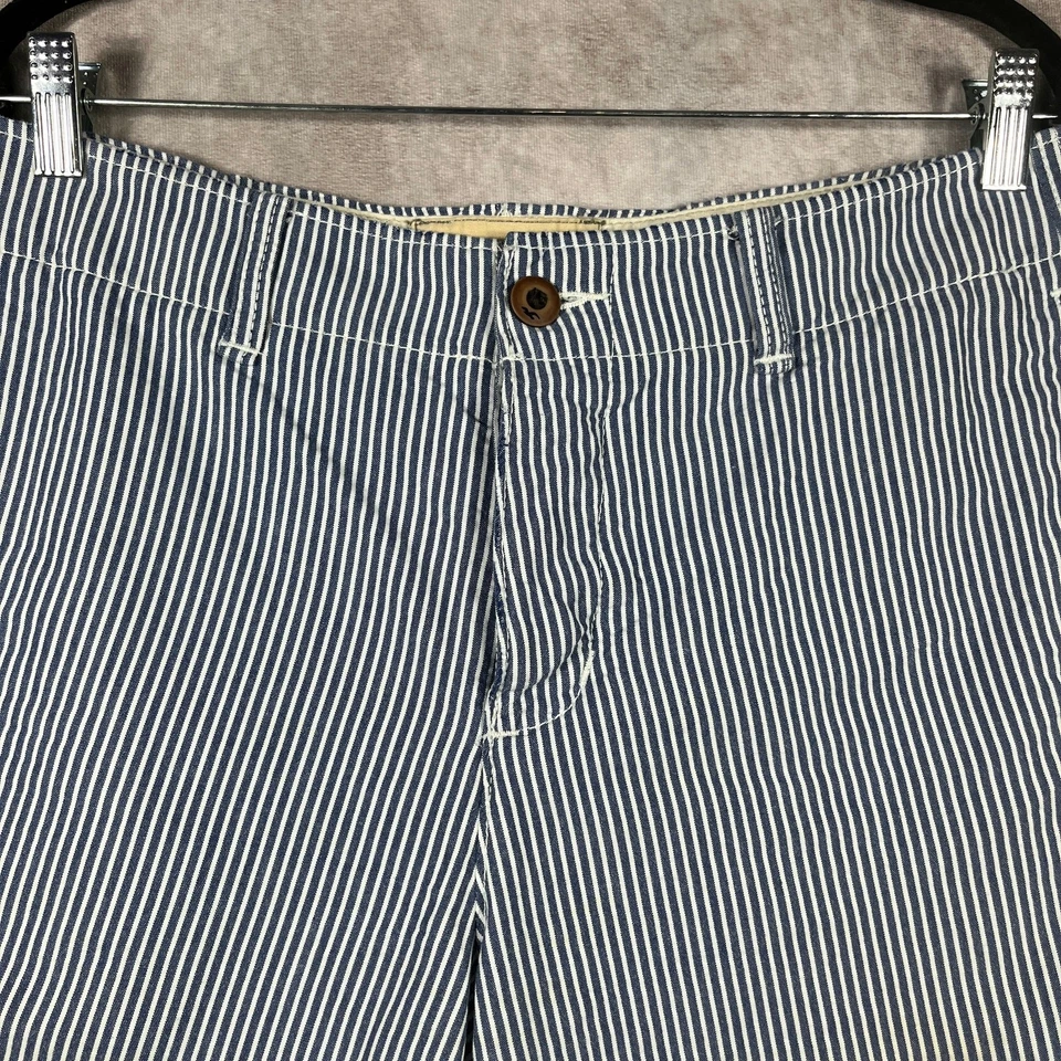 Pantalones Cortos Hollister Para Hombre Talla 33 Azul Blanco Rayas Chino Preppy Informal Bolsillos Foto 2 de 4