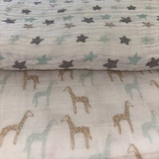 2 Boys Modern Baby baby blankets Cotton muslin swaddle. Giraffes  Stars