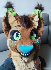 Long Fur Husky Dog Fox Mascot Head Party Halloween Fur Cosplay Head 