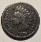 1876 Indian Head Cent 1c Circulated Penny, Semi-key Date, Good G Dets, Scratches
