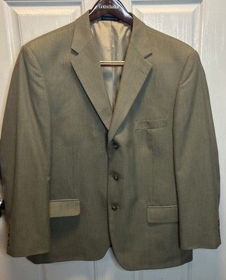 Stafford Essentials Men's Blazer Jacket 44 Short 44S Tan Classic Fit 3-Button